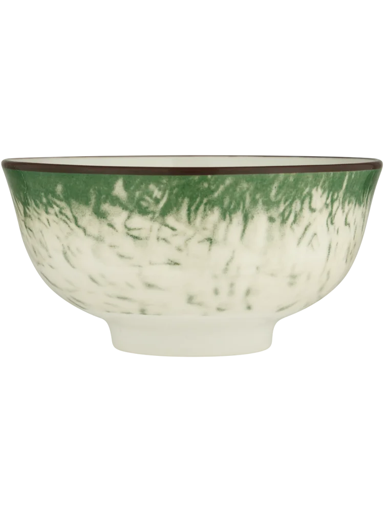Green Bowl With Brown Rim 12x6cm