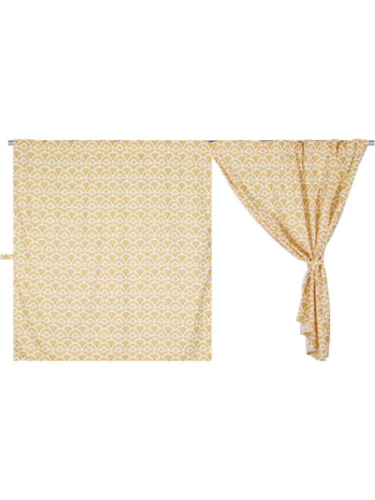 Fleece Taped Unlined Printed Café Curtain Set 120x230cm