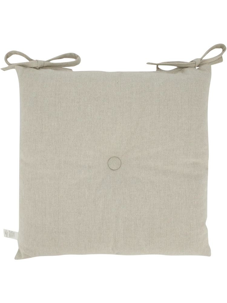 Natural Plain Button Outdoor Chair Pad