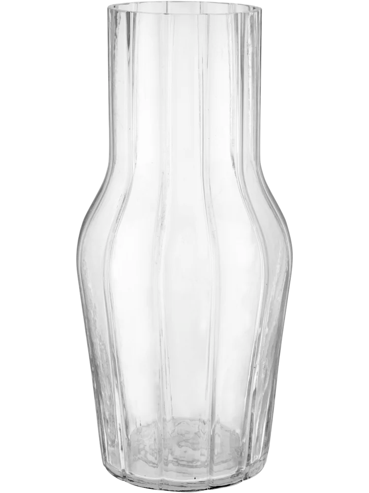 Curved Ribbed Glass Vase 11x12x33cm