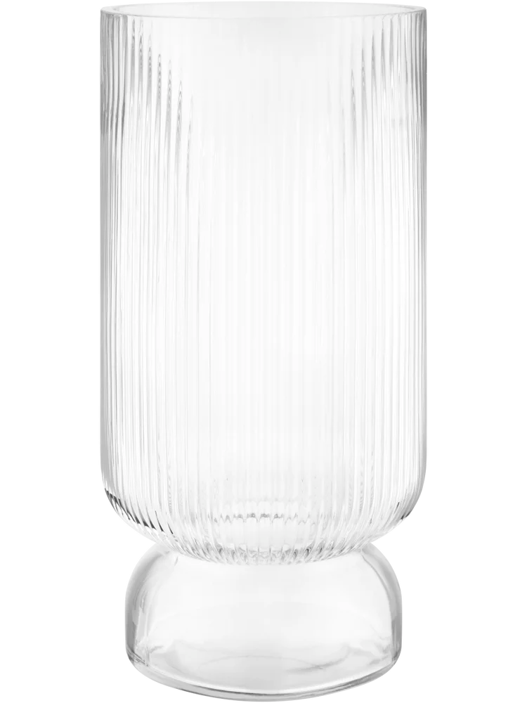 Ribbed Footed Glass Vase 15x13x30cm