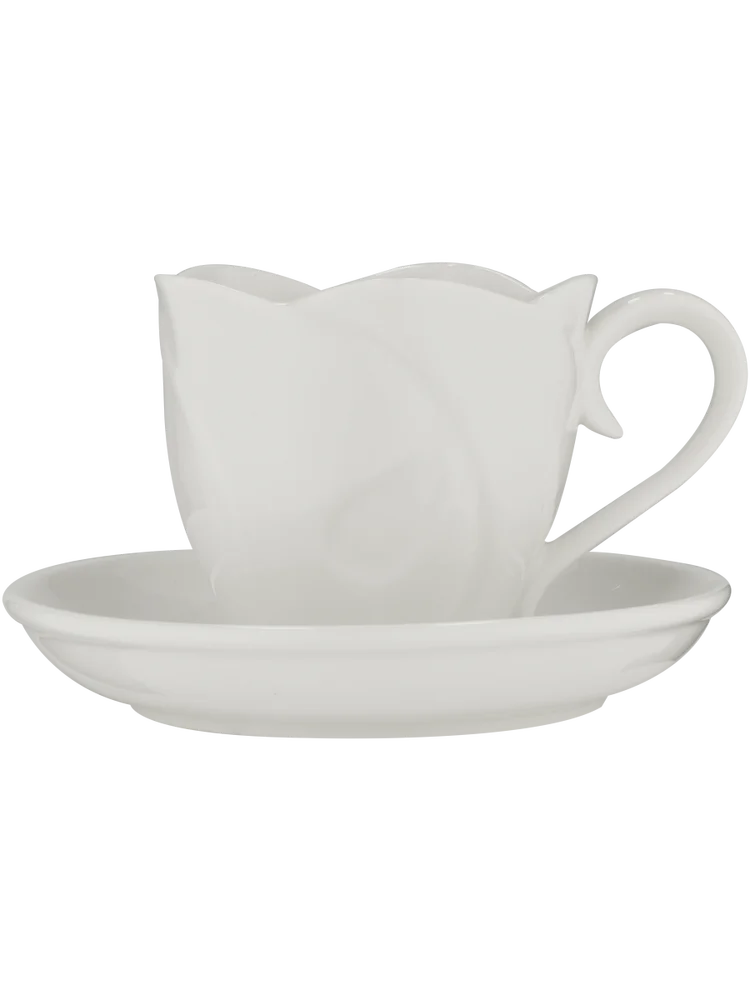 Ceramic Rose Cup 13x9x5cm & Saucer 17x15x2cm