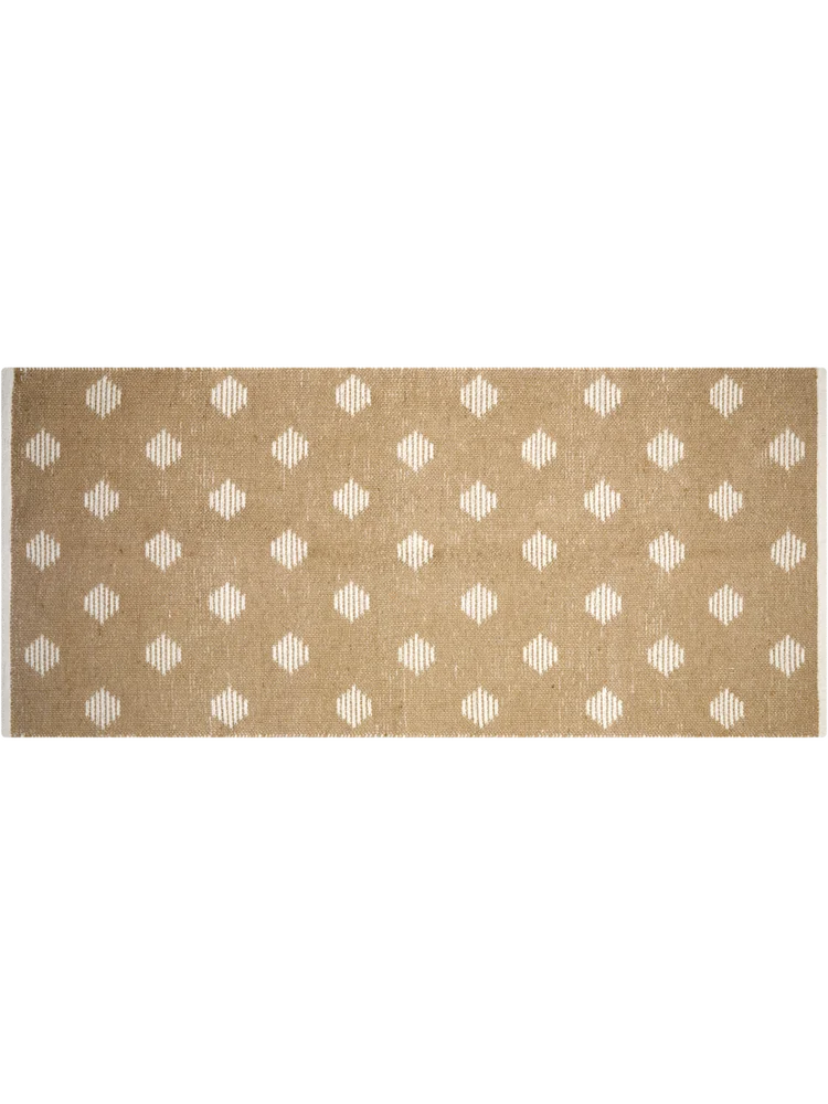 Cream And Taupe Cotton Woven Jute Rug 70x160cm