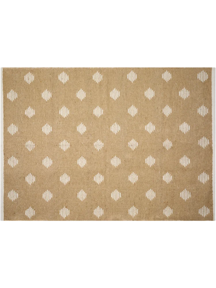 Cream And Taupe Cotton Woven Jute Rug 100x140cm