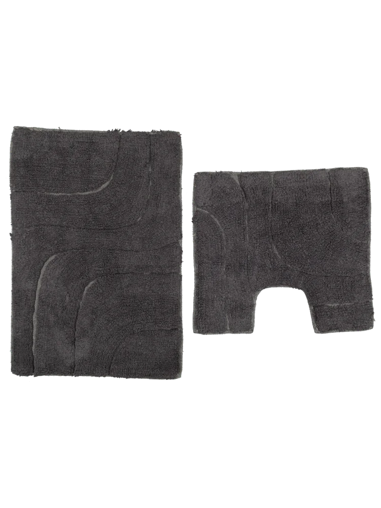 2 Piece Tufted Charcoal Mat Set