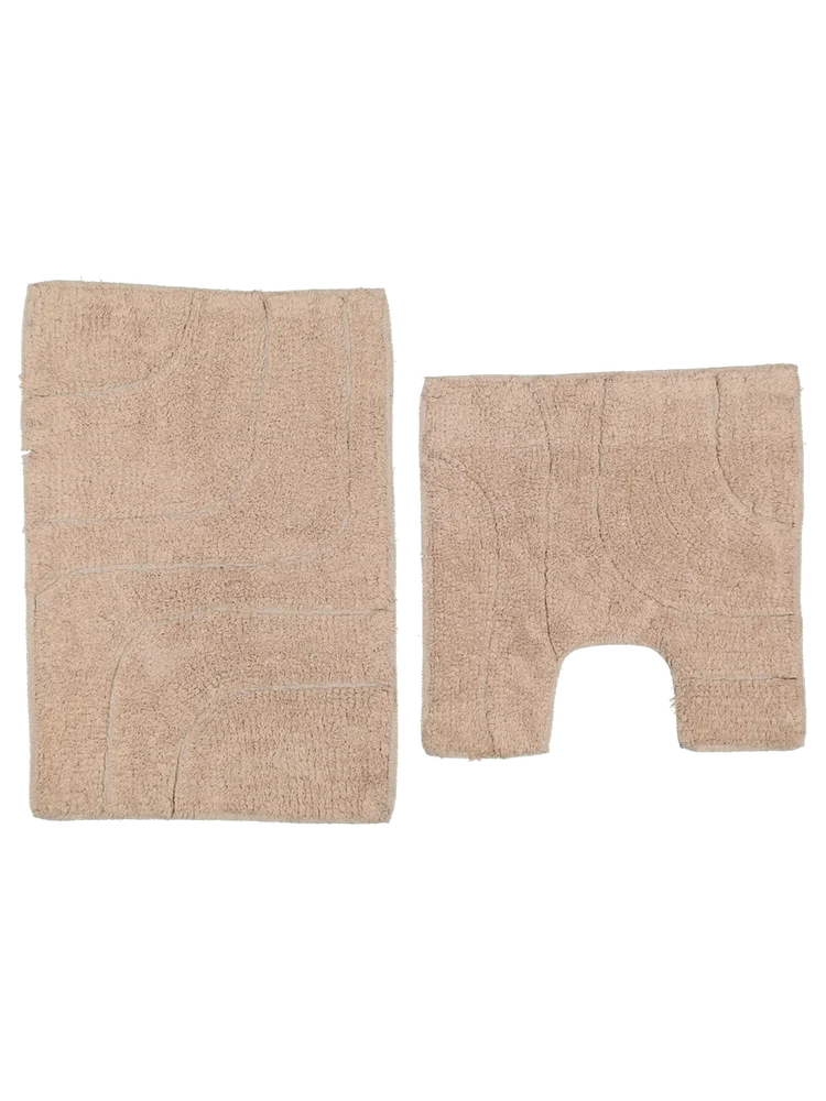 2 Piece Tufted Taupe Mat Set