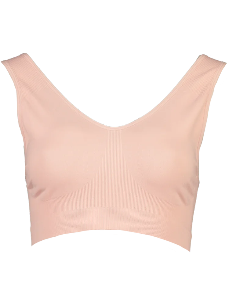 Rust Pink Ribbed Seamless Bra