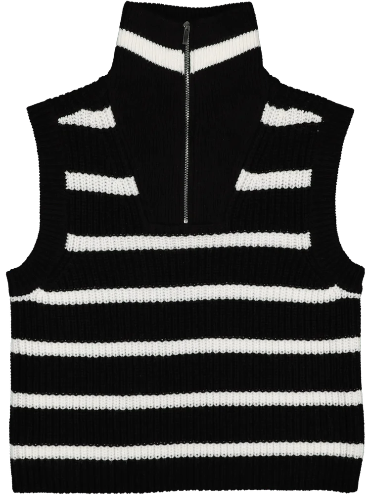 Sleeveless Zip-Neck Knitwear Vest