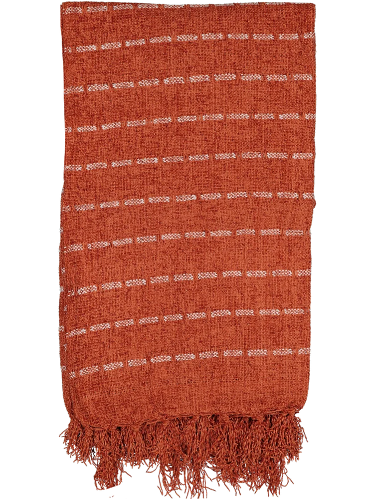Chenille Throw Rust Strip