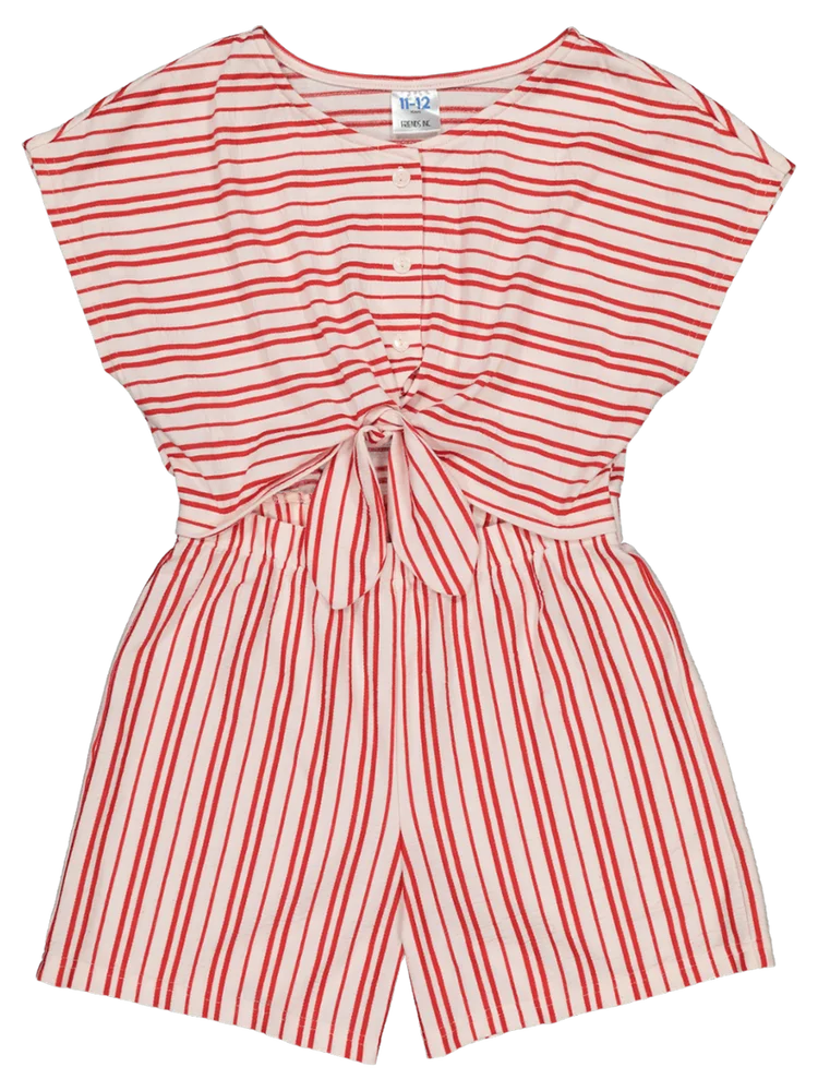 Red & White Striped Shortall