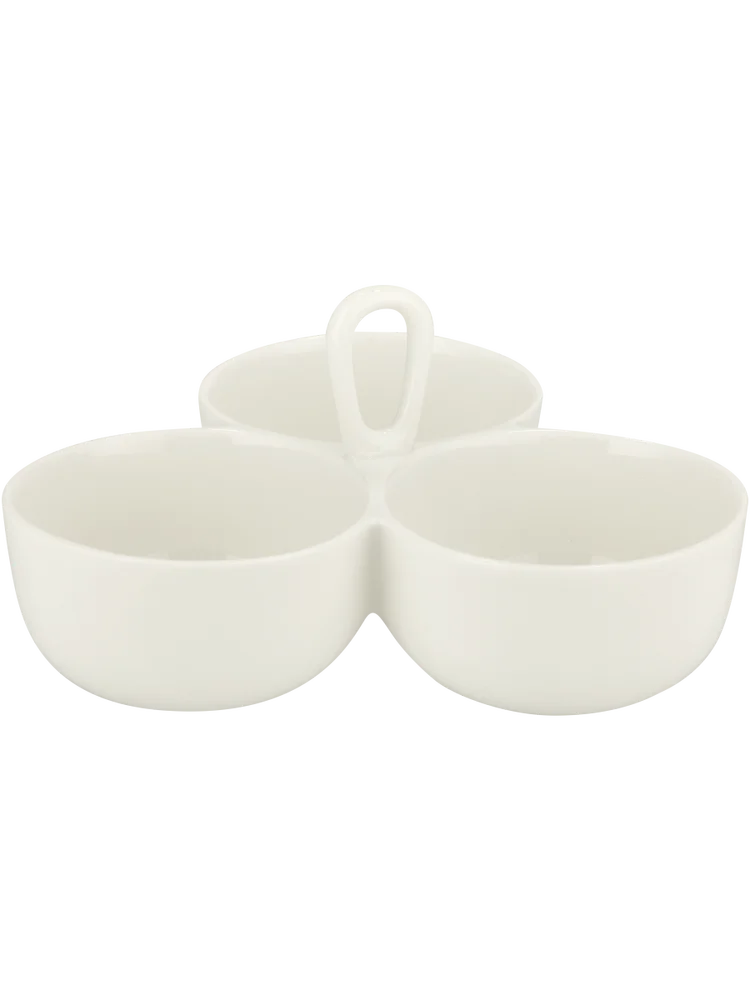 Three-Section Ceramic Tappa Serving Bowl 20x19x11cm