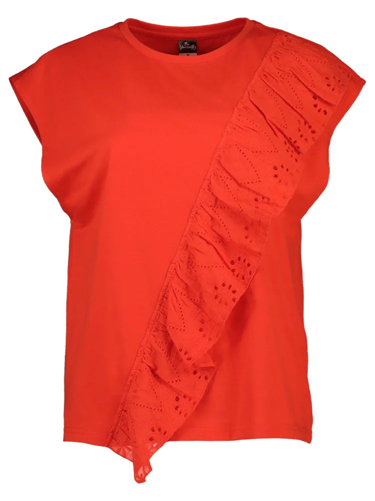 Sleeveless Embroidery Frill Top