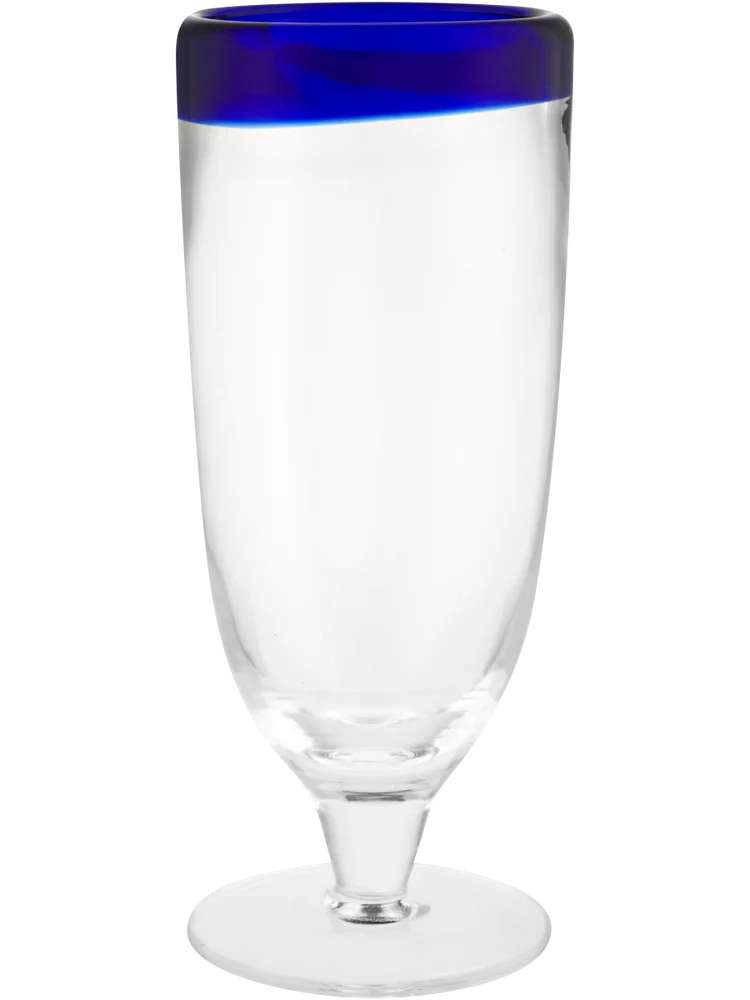 Footed Glass With Blue Ring 8x8x15cm