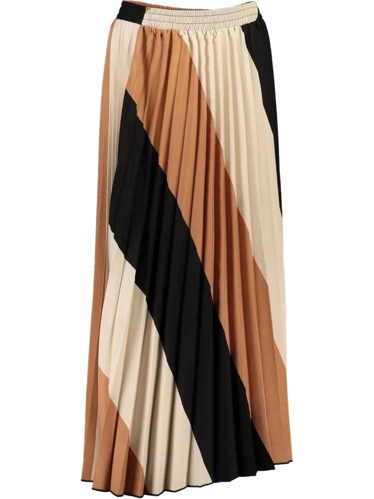 Colour Block Pleated Smart Skirt