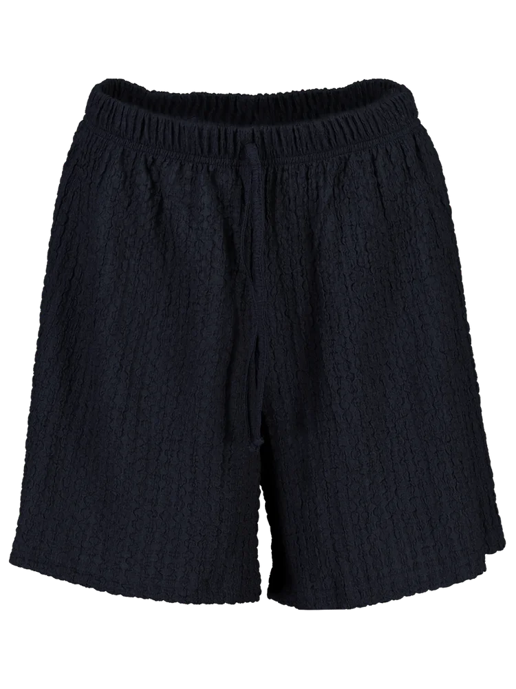 Textured Black Shorts