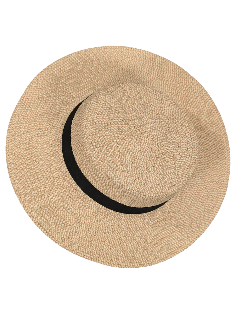 Straw Hat Black Ribbon