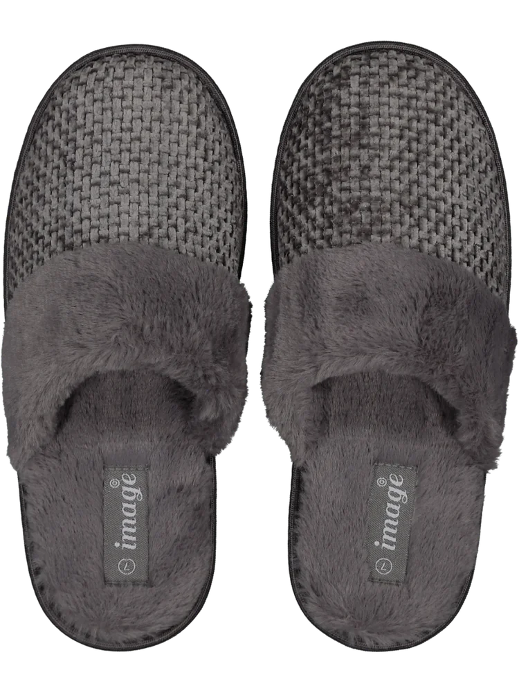 Grey Faux Fur Slipper