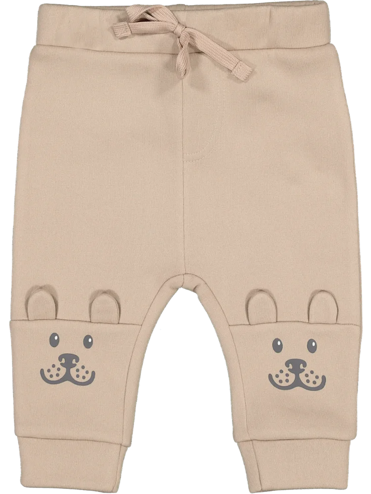 Beige Cute Bear Face Track Pant