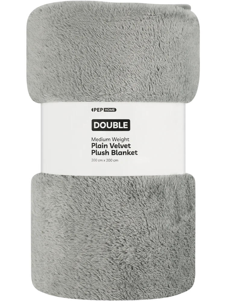 Medium Weight Plain Velvet Plush Blanket Double (1)