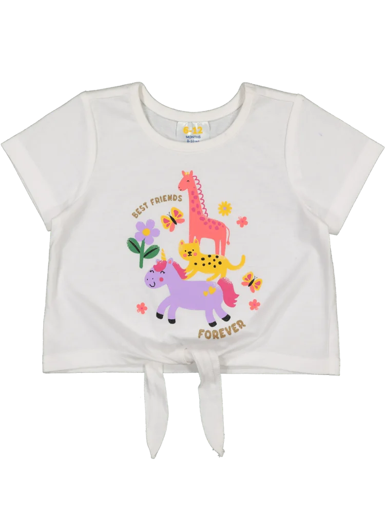 White Graphic Waist Tie Top