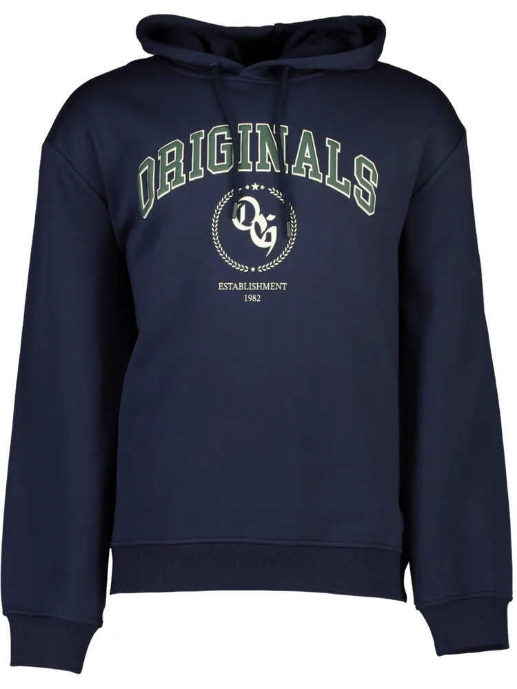 Navy Printed Hoodie