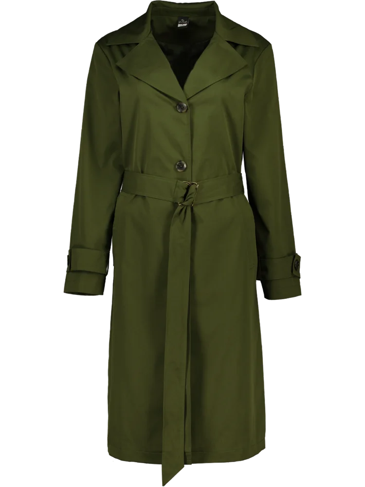 Olive Green Tie Waist Trench Coat