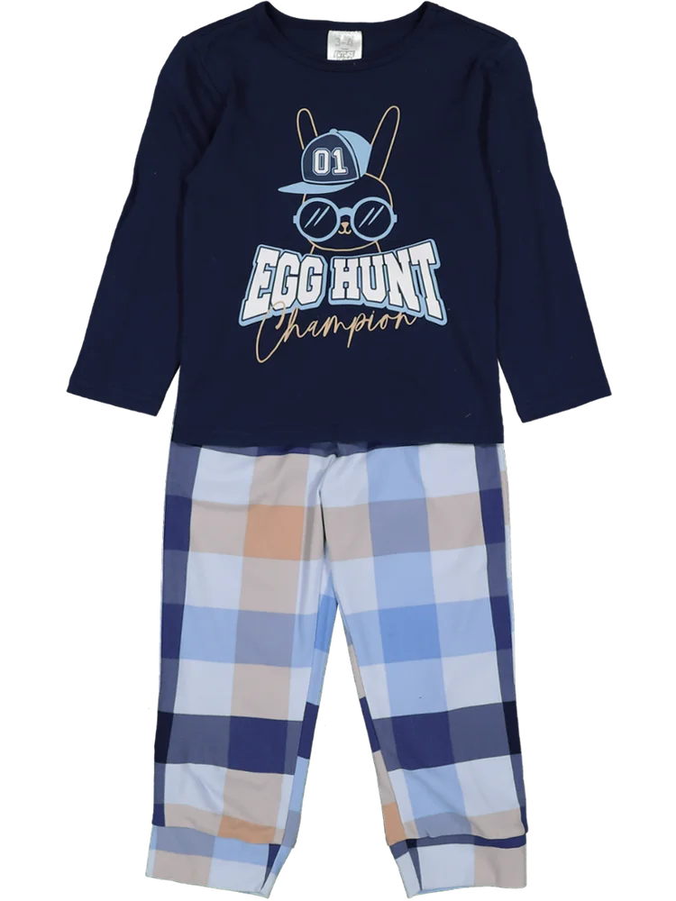 Bunny Check Blue Light Pyjama Set