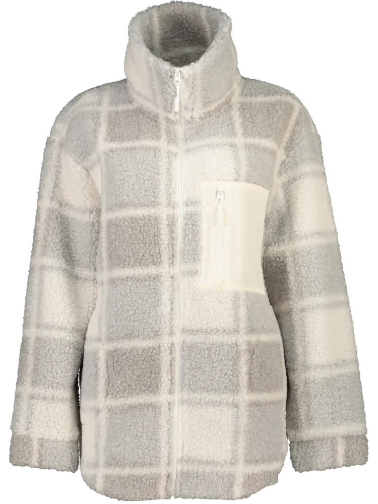 Stripe Sherpa Zip Through Jacket