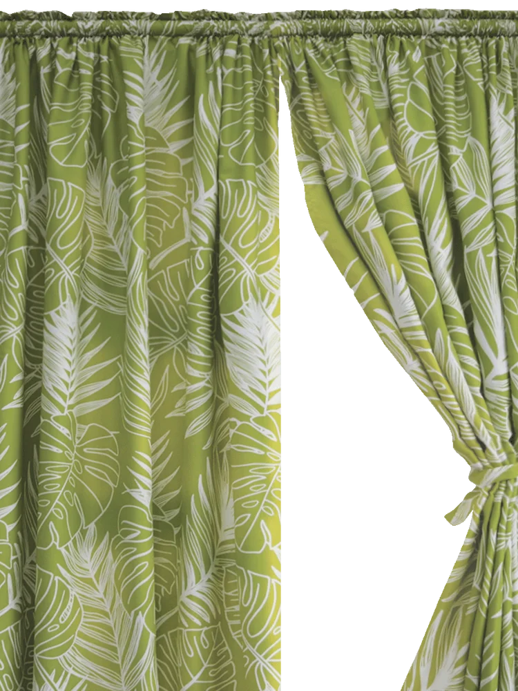 Green Leaves Printed Cafe Curtain
