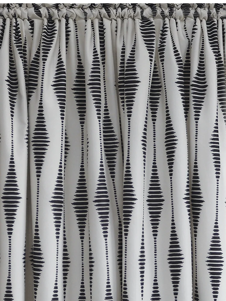 Cream Lined Microfiber Printed Curtain