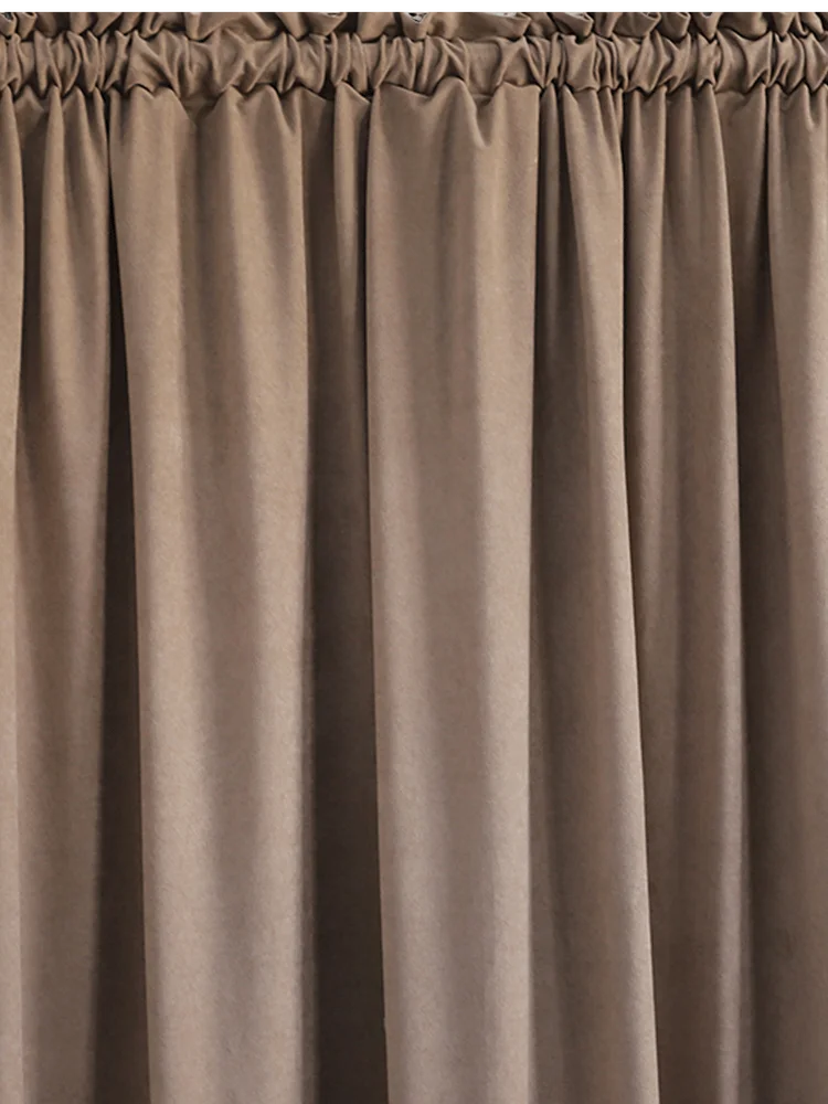 Taupe Unlined Faux Velvet Curtain