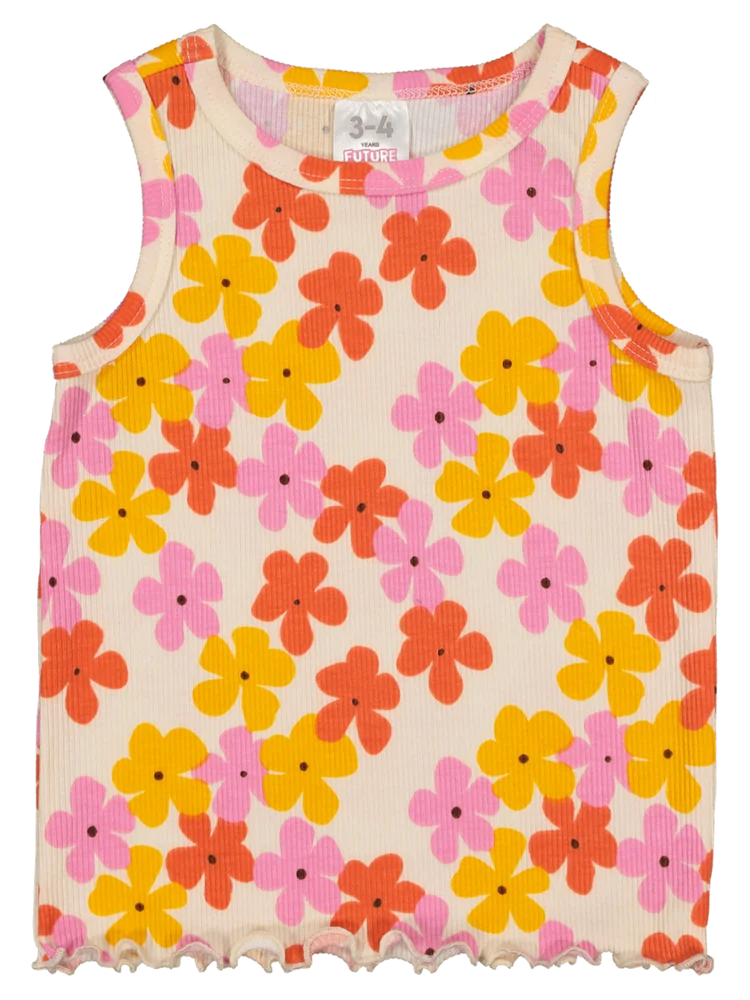 Floral Print Rib Vest