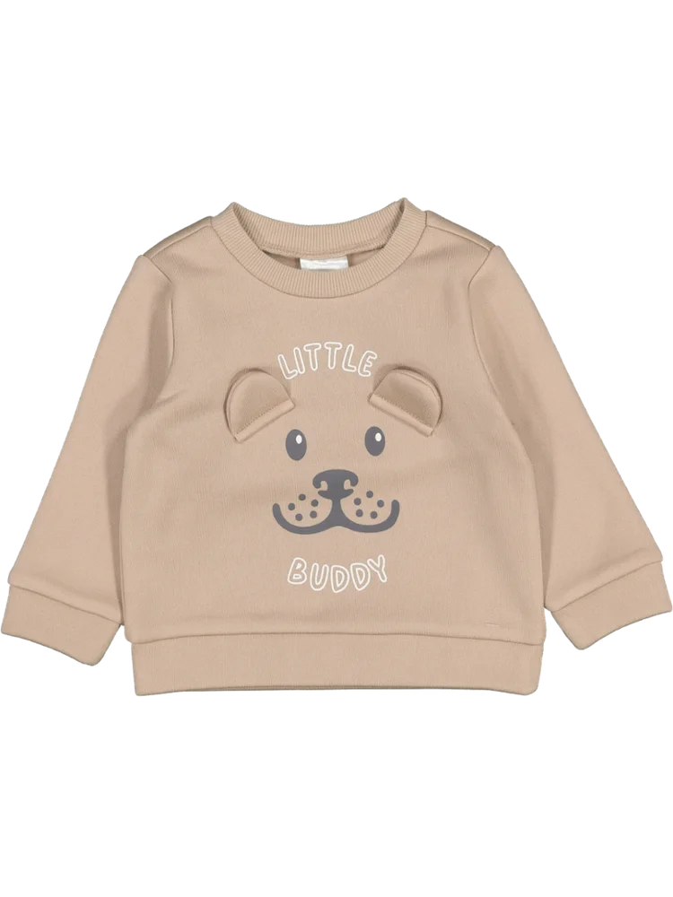 Beige Cute Bear Face Track Top