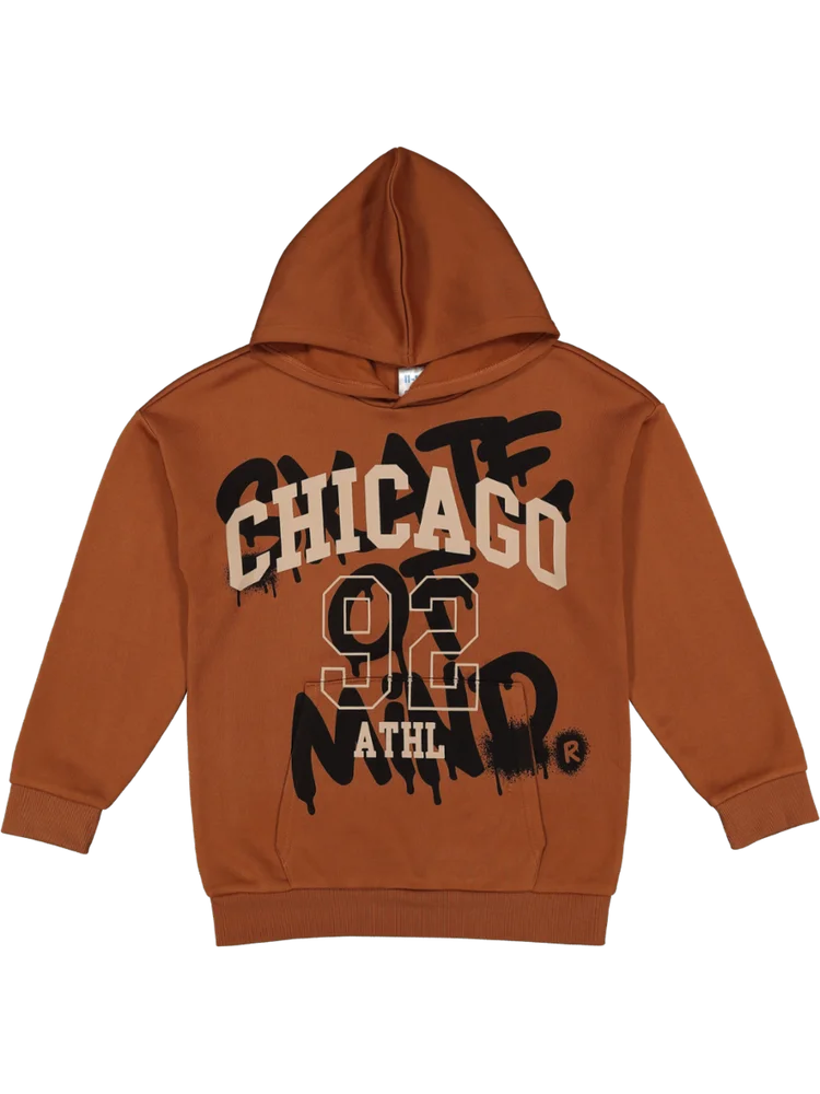 Brown Printed Hoodie