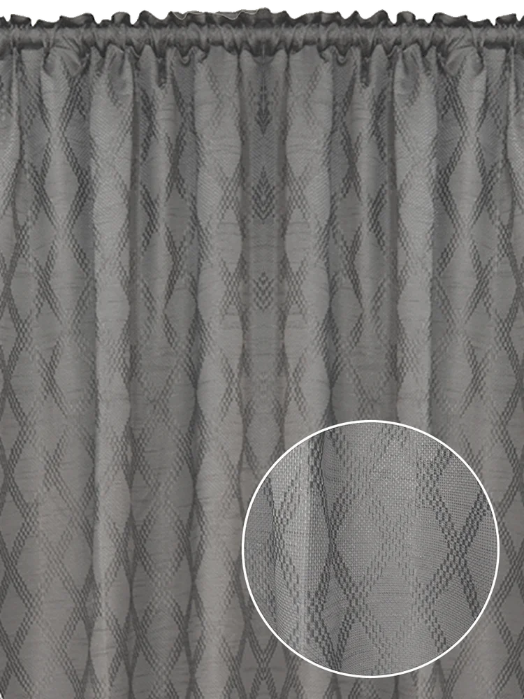 Charcoal Unlined Raised Jacquard Curtain