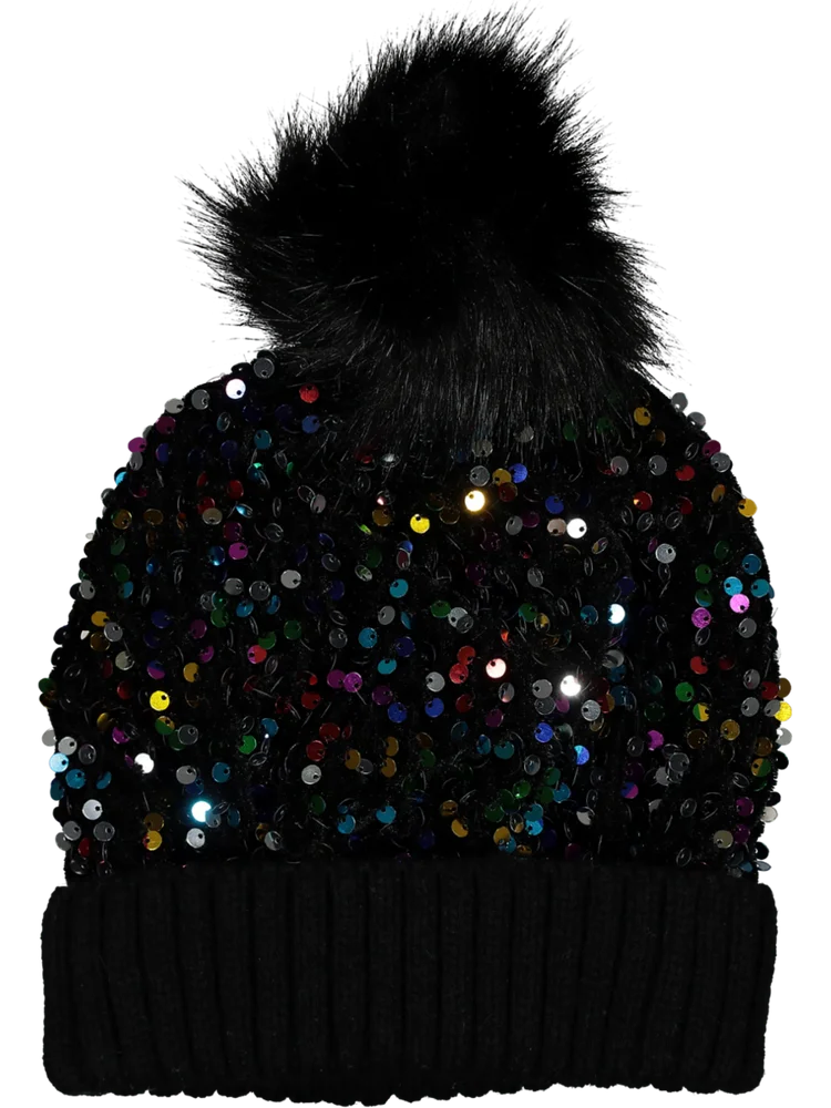 Black Spark Pom Pom Beanie