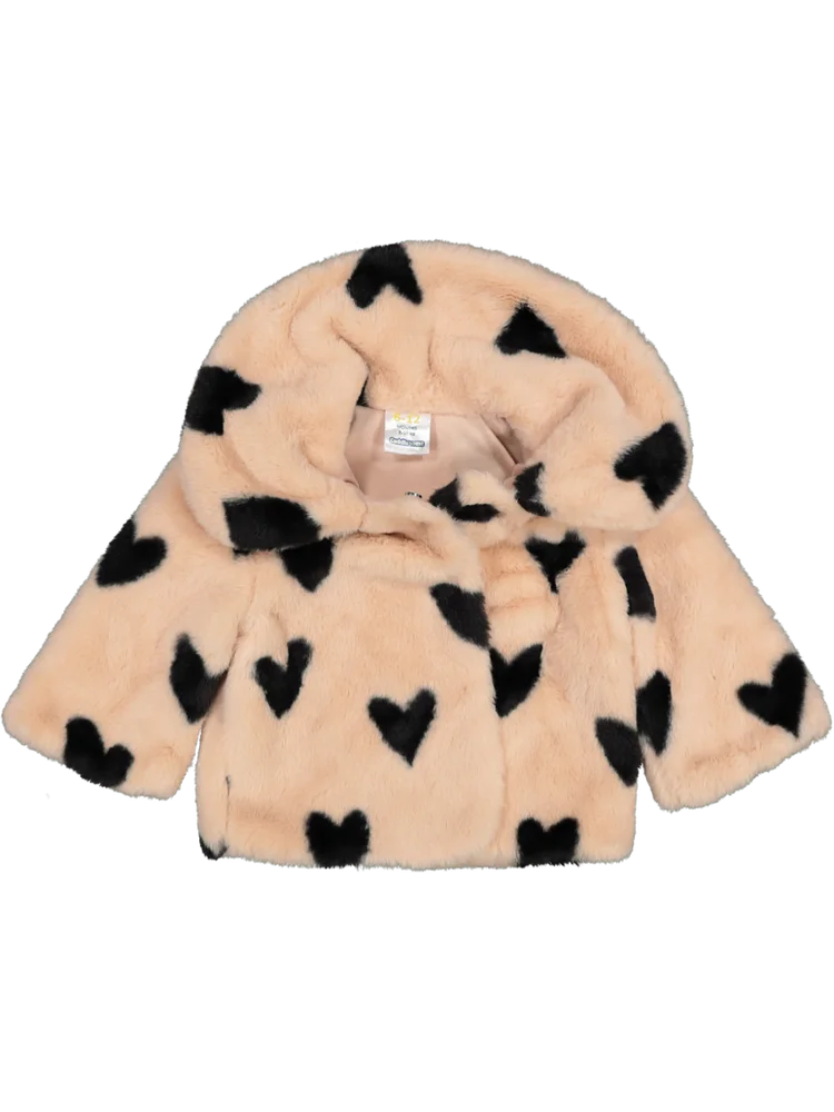 Fluffy Heart Print Jacket