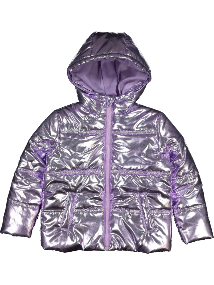 Purple Glitter Puffer Jacket