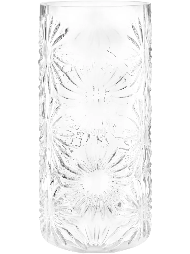 Round Flower Patterned Glass Vase 12x12x26cm