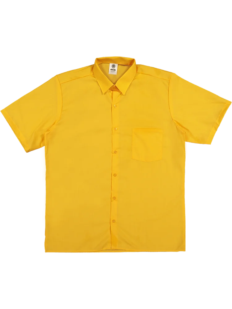 Yellow Short Sleeve High Raised Collar Shirt