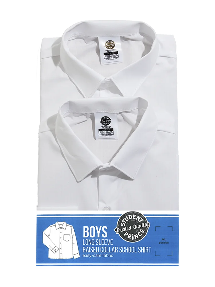2 Pack White Long Sleeve Primary Shirt