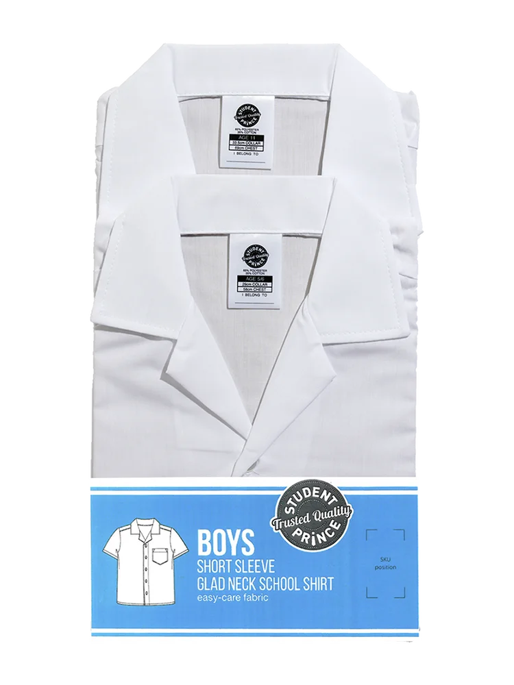 2 Pack White Short Sleeve High Shirt