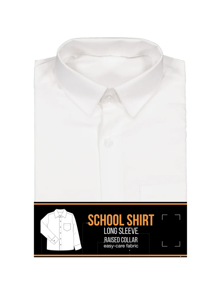 White Long Sleeve High Raised Collar Shirt