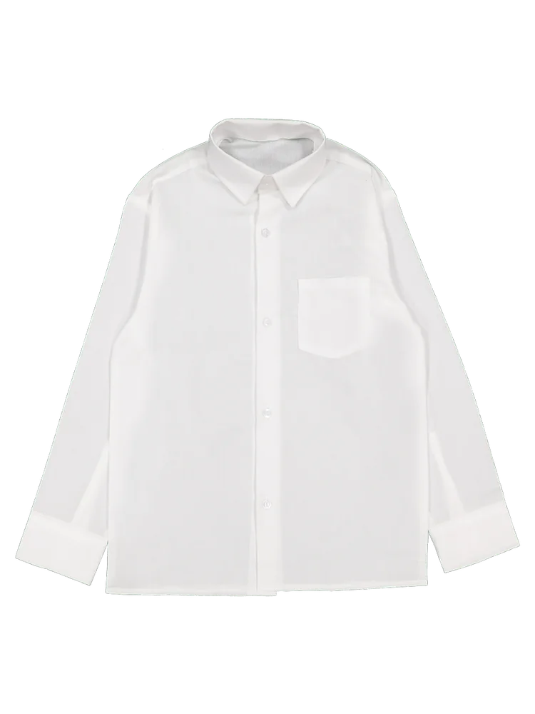 White Long Sleeve High Raised Collar Shirt (1)