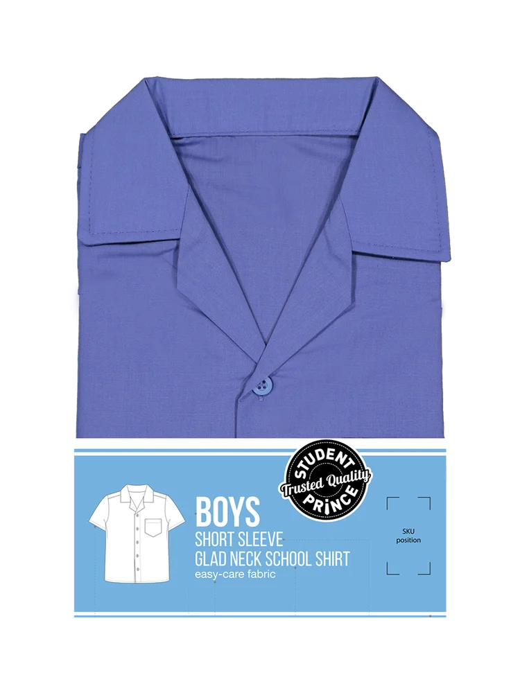 Short Sleeve Blue High Gladneck Shirt