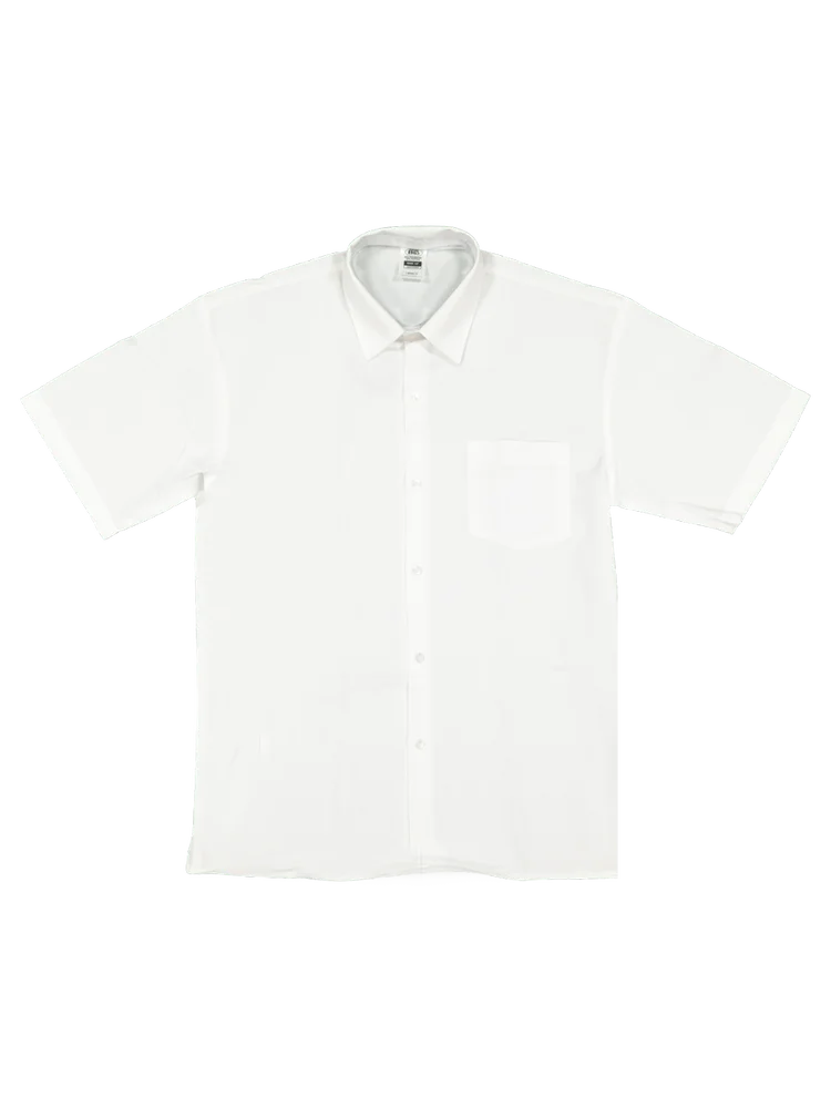 Boys White Short Sleeve Primary School Raised Collar Shirt (2)