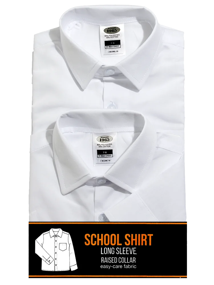 2 Pack Long Sleeve High School Raised Collar Shirt