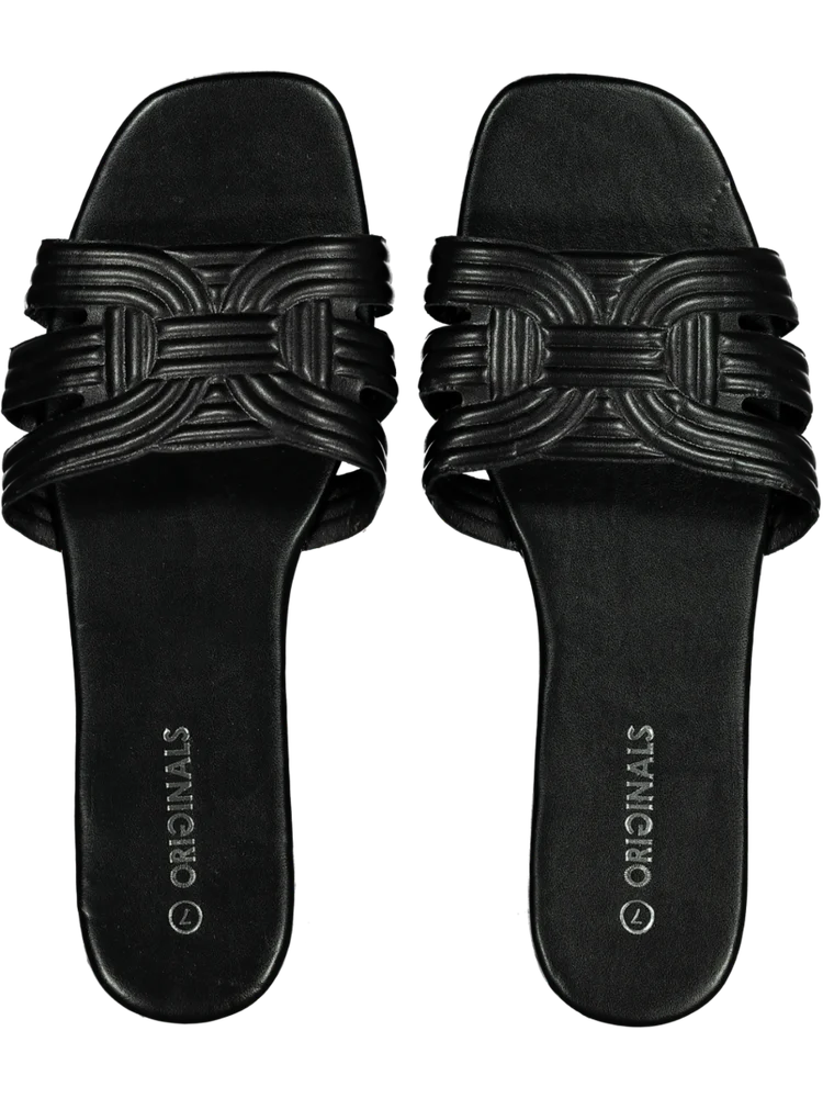 Black Slip On Sandals