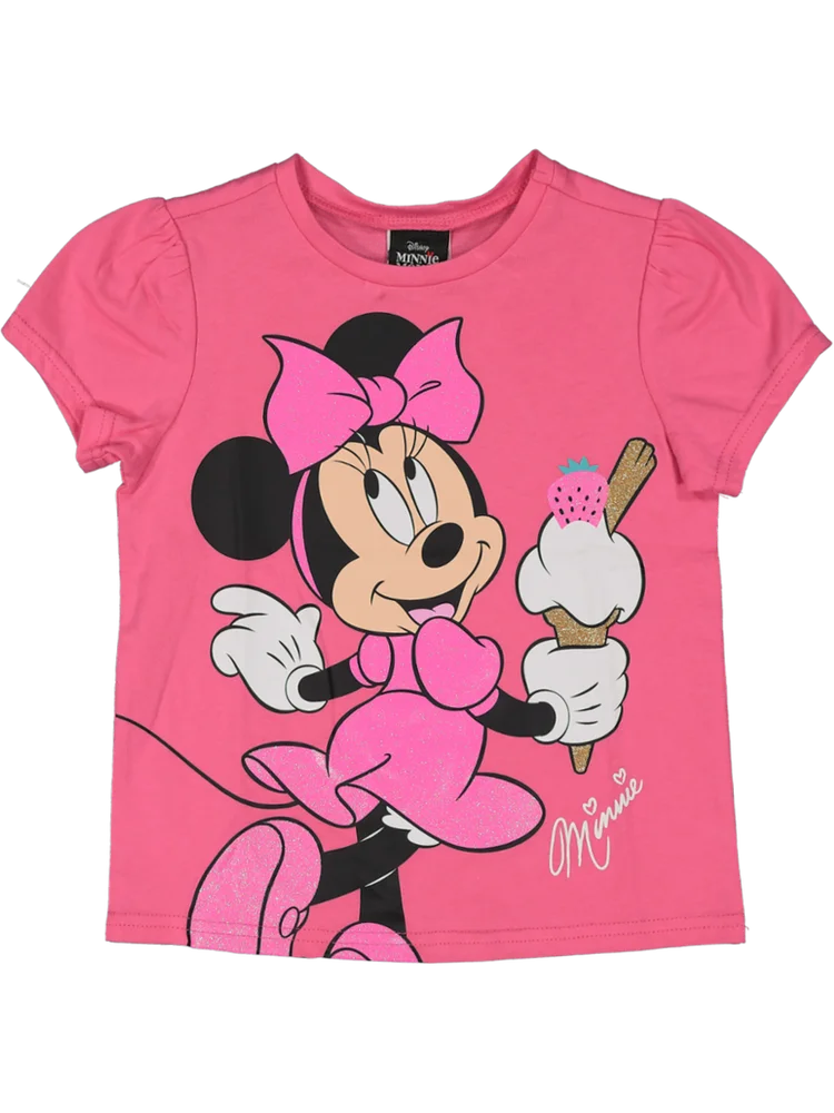 Pink Gauged Sleeve Minnie Mouse T-Shirt