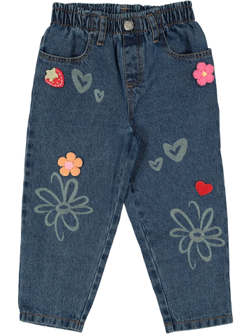 Blue Denim Jeans With Embroidery